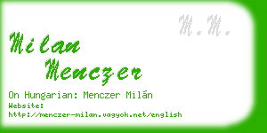 milan menczer business card