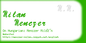 milan menczer business card